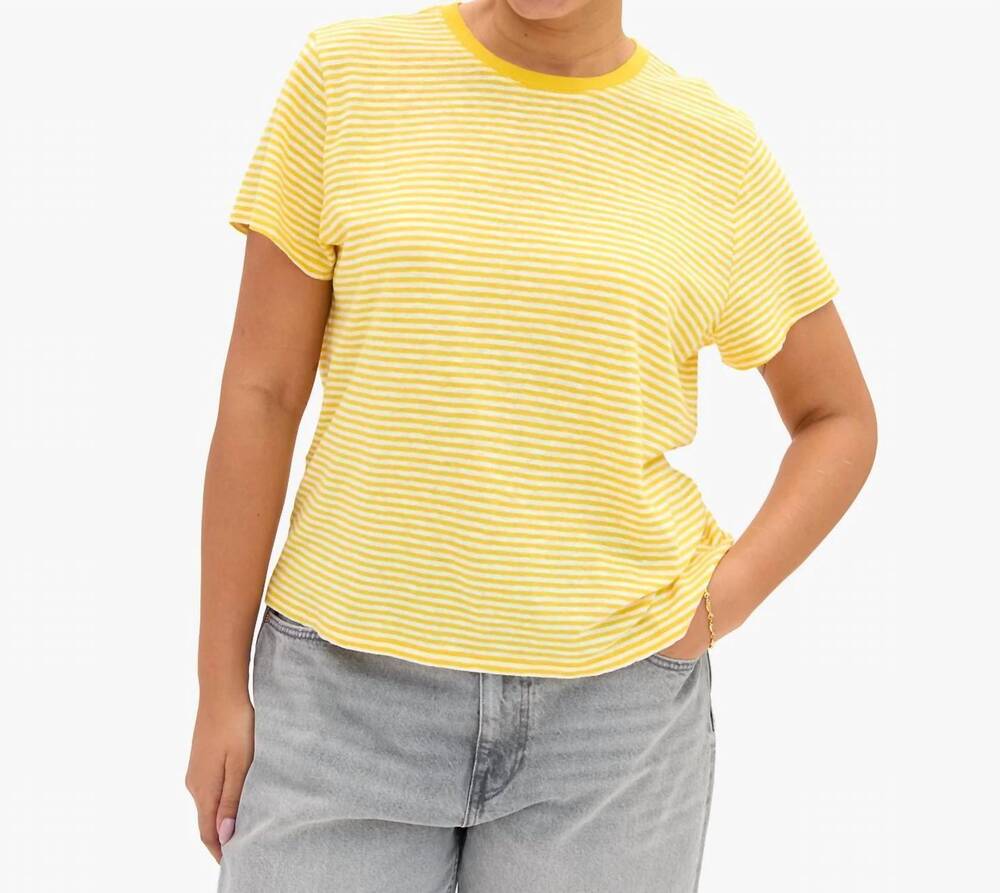 NEW CLARE V. mini stripe classic tee in snapdragon/cream